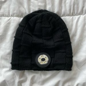 Black beanie with flashlight, high and low, white LED red and blue, flashing LED